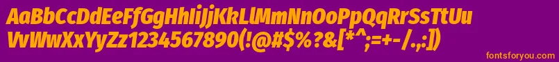 FirasanscondensedHeavyitalic-fontti – oranssit fontit violetilla taustalla