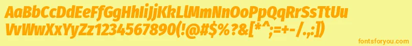 Fonte FirasanscondensedHeavyitalic – fontes laranjas em um fundo amarelo