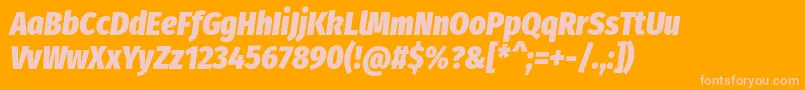 FirasanscondensedHeavyitalic-Schriftart – Rosa Schriften auf orangefarbenem Hintergrund