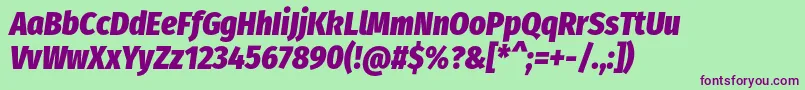 FirasanscondensedHeavyitalic Font – Purple Fonts on Green Background