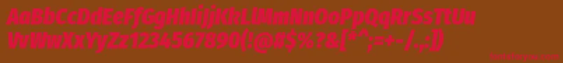 フォントFirasanscondensedHeavyitalic – 赤い文字が茶色の背景にあります。