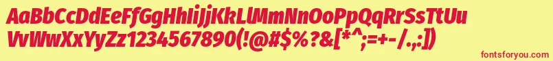 FirasanscondensedHeavyitalic Font – Red Fonts on Yellow Background