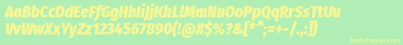 FirasanscondensedHeavyitalic-Schriftart – Gelbe Schriften auf grünem Hintergrund