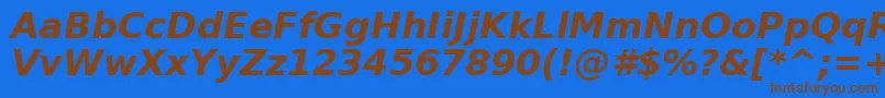 Шрифт PrimaSansBoldObliqueBt – коричневые шрифты на синем фоне