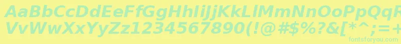 PrimaSansBoldObliqueBt Font – Green Fonts on Yellow Background