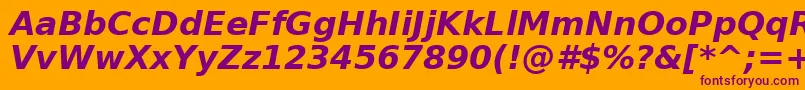 PrimaSansBoldObliqueBt Font – Purple Fonts on Orange Background