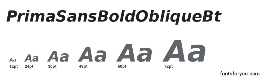 Размеры шрифта PrimaSansBoldObliqueBt