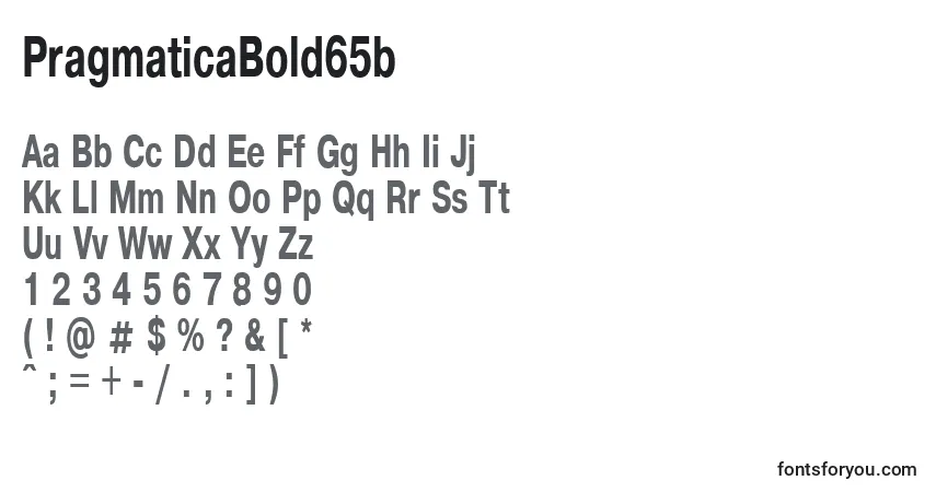 Czcionka PragmaticaBold65b – alfabet, cyfry, specjalne znaki