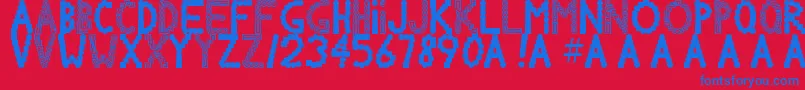 Chlorinv-Schriftart – Blaue Schriften auf rotem Hintergrund
