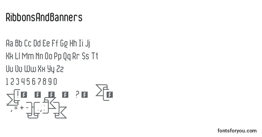 Schriftart RibbonsAndBanners – Alphabet, Zahlen, spezielle Symbole