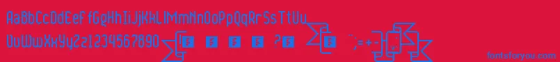 RibbonsAndBanners Font – Blue Fonts on Red Background