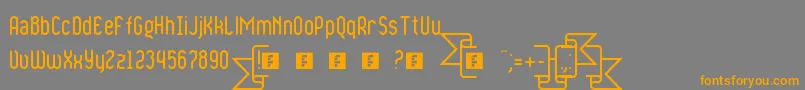 フォントRibbonsAndBanners – オレンジの文字は灰色の背景にあります。