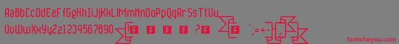 RibbonsAndBanners-fontti – punaiset fontit harmaalla taustalla