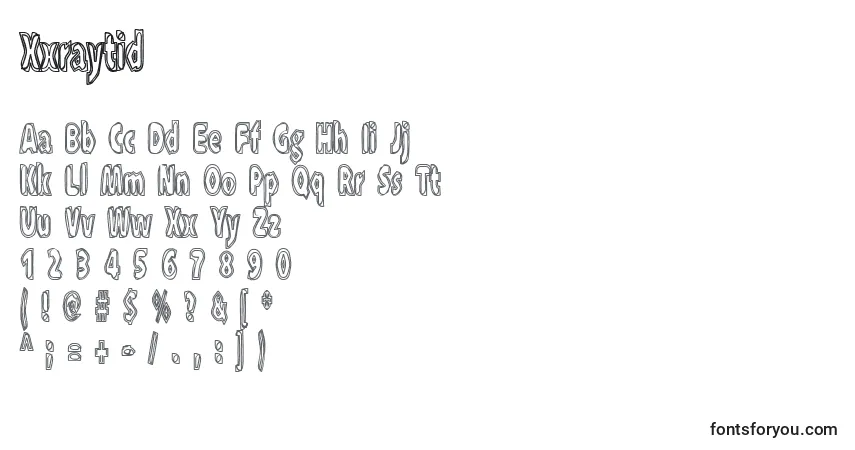 Xxraytid-fontti – aakkoset, numerot, erikoismerkit