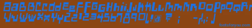 DadasangieOblique-Schriftart – Blaue Schriften auf braunem Hintergrund