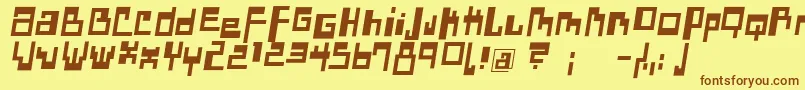 フォントDadasangieOblique – 茶色の文字が黄色の背景にあります。