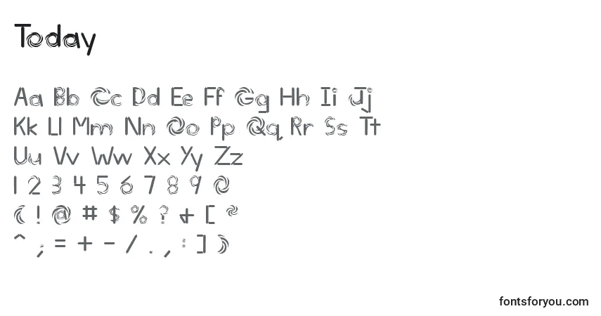 A fonte Today (87235) – alfabeto, números, caracteres especiais