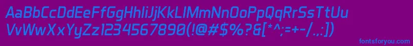 AeroMaticsItalic-fontti – siniset fontit violetilla taustalla