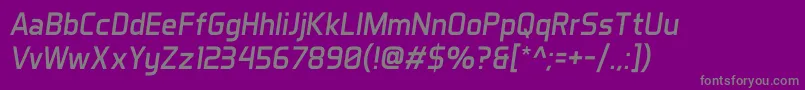 AeroMaticsItalic-fontti – harmaat kirjasimet violetilla taustalla