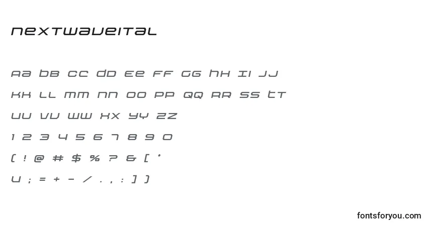 Schriftart Nextwaveital – Alphabet, Zahlen, spezielle Symbole