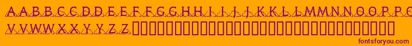 KrKloudy-Schriftart – Violette Schriften auf orangefarbenem Hintergrund
