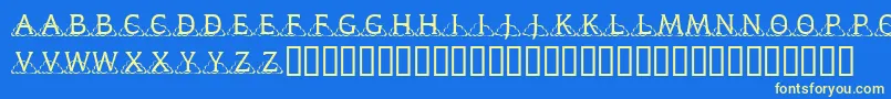 KrKloudy Font – Yellow Fonts on Blue Background