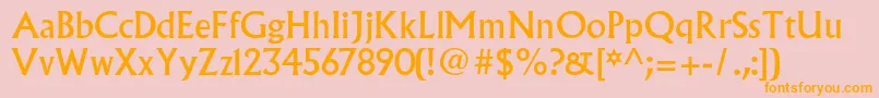 Albertusmtstd-Schriftart – Orangefarbene Schriften auf rosa Hintergrund