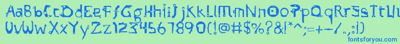 フォントSubamera – 青い文字は緑の背景です。
