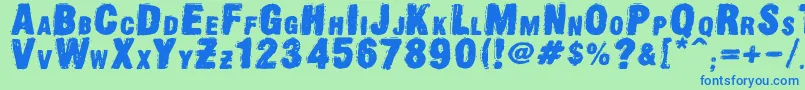 OldpressDsg Font – Blue Fonts on Green Background