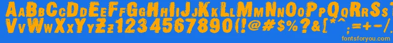 OldpressDsg Font – Orange Fonts on Blue Background