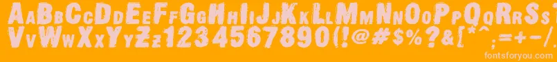 OldpressDsg Font – Pink Fonts on Orange Background