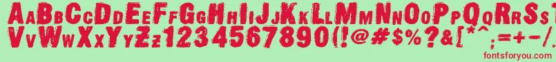 OldpressDsg Font – Red Fonts on Green Background