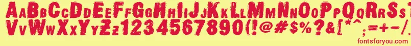 OldpressDsg Font – Red Fonts on Yellow Background