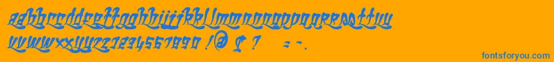 GhettoFabulous-Schriftart – Blaue Schriften auf orangefarbenem Hintergrund