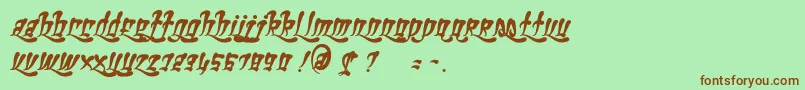 フォントGhettoFabulous – 緑の背景に茶色のフォント