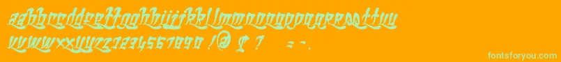 GhettoFabulous-Schriftart – Grüne Schriften auf orangefarbenem Hintergrund