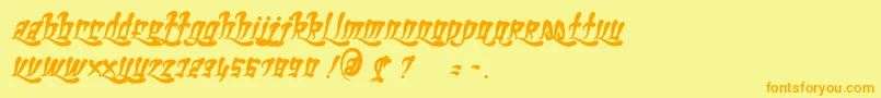 GhettoFabulous-Schriftart – Orangefarbene Schriften auf gelbem Hintergrund