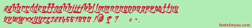 フォントGhettoFabulous – 赤い文字の緑の背景