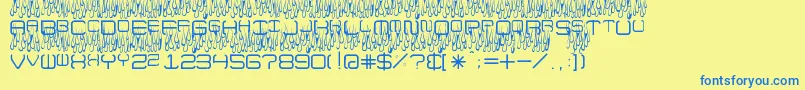 UpInFlamesToo Font – Blue Fonts on Yellow Background