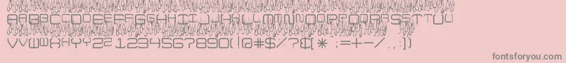 フォントUpInFlamesToo – ピンクの背景に灰色の文字
