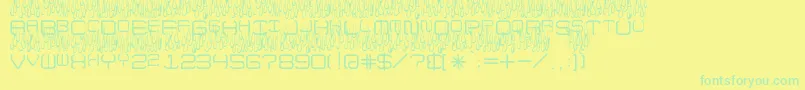 fuente UpInFlamesToo – Fuentes Verdes Sobre Fondo Amarillo
