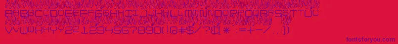 Police UpInFlamesToo – polices violettes sur fond rouge