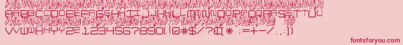 UpInFlamesToo-Schriftart – Rote Schriften auf rosa Hintergrund