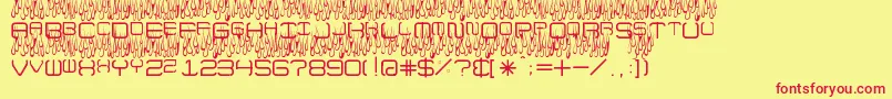 フォントUpInFlamesToo – 赤い文字の黄色い背景