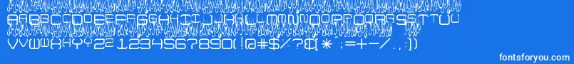 UpInFlamesToo Font – White Fonts on Blue Background