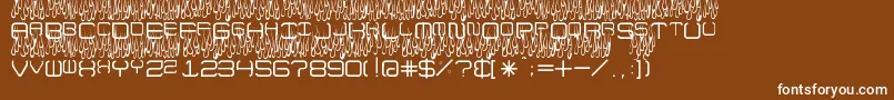 フォントUpInFlamesToo – 茶色の背景に白い文字
