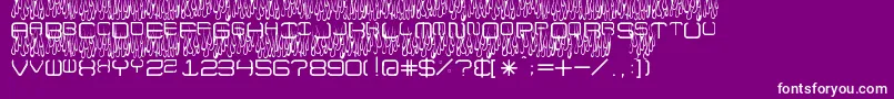 UpInFlamesToo-Schriftart – Weiße Schriften auf violettem Hintergrund