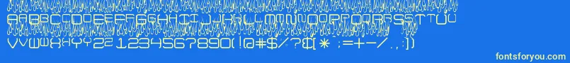 Шрифт UpInFlamesToo – жёлтые шрифты на синем фоне