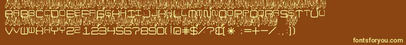 More about UpInFlamesToo Font UpInFlamesToo Font – Yellow Fonts on Brown Background
