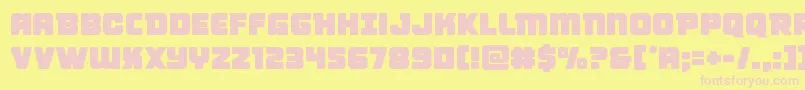 Victorycomics-fontti – vaaleanpunaiset fontit keltaisella taustalla